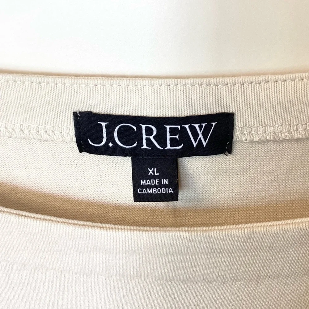 NWT J.Crew Mariner Jersey Relaxed Boatneck T-Shirt in Stripe - Natural/Red - XL - Picture 5 of 7